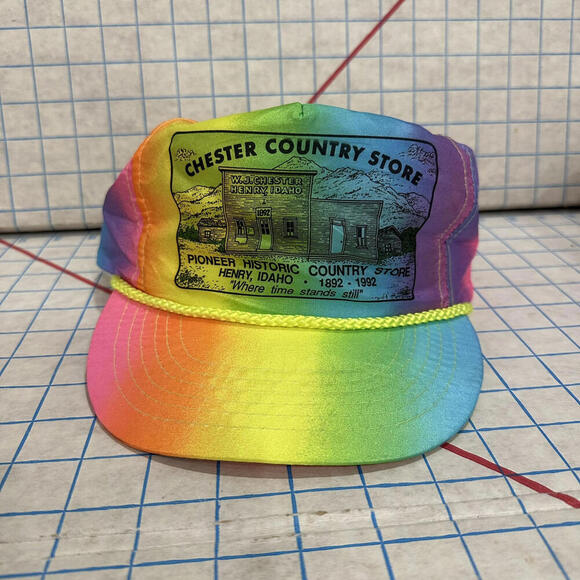 Vintage Otto 90s Rainbow Fluorescent Retro Snapback Rope Adjustable Hat Cap TV - Picture 1 of 10